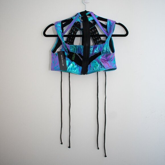 NWT Dollskill Clubexx Rude Awakening Harness Bra/Rave/Festival Top Size Small - Picture 3 of 6